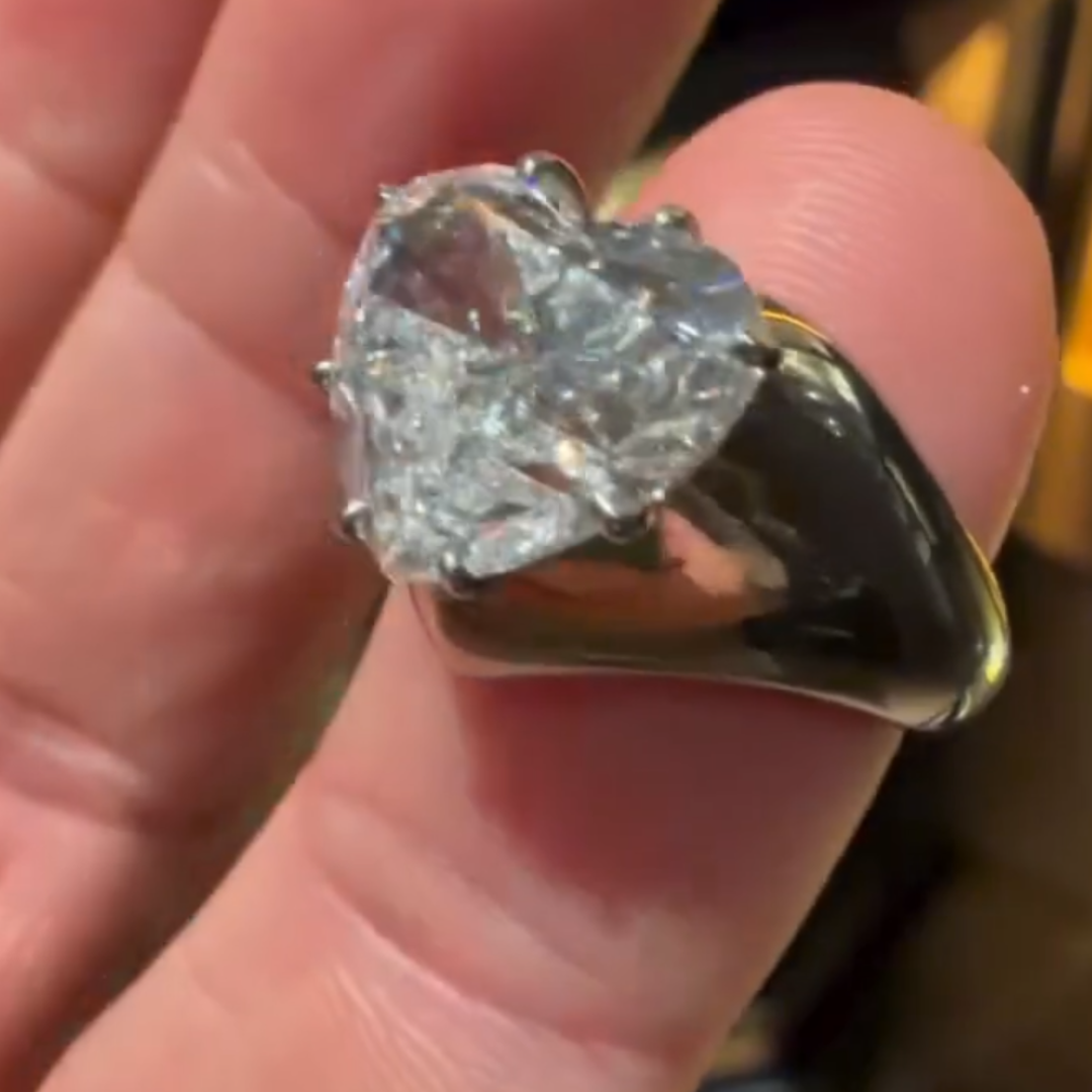 7CT Heart Cut White Stone Solitaire Ring