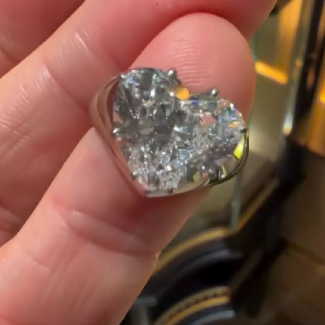 7CT Heart Cut White Stone Solitaire Ring