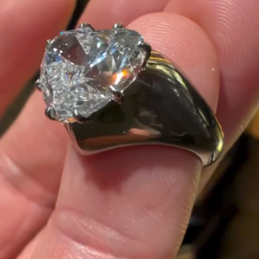 7CT Heart Cut White Stone Solitaire Ring