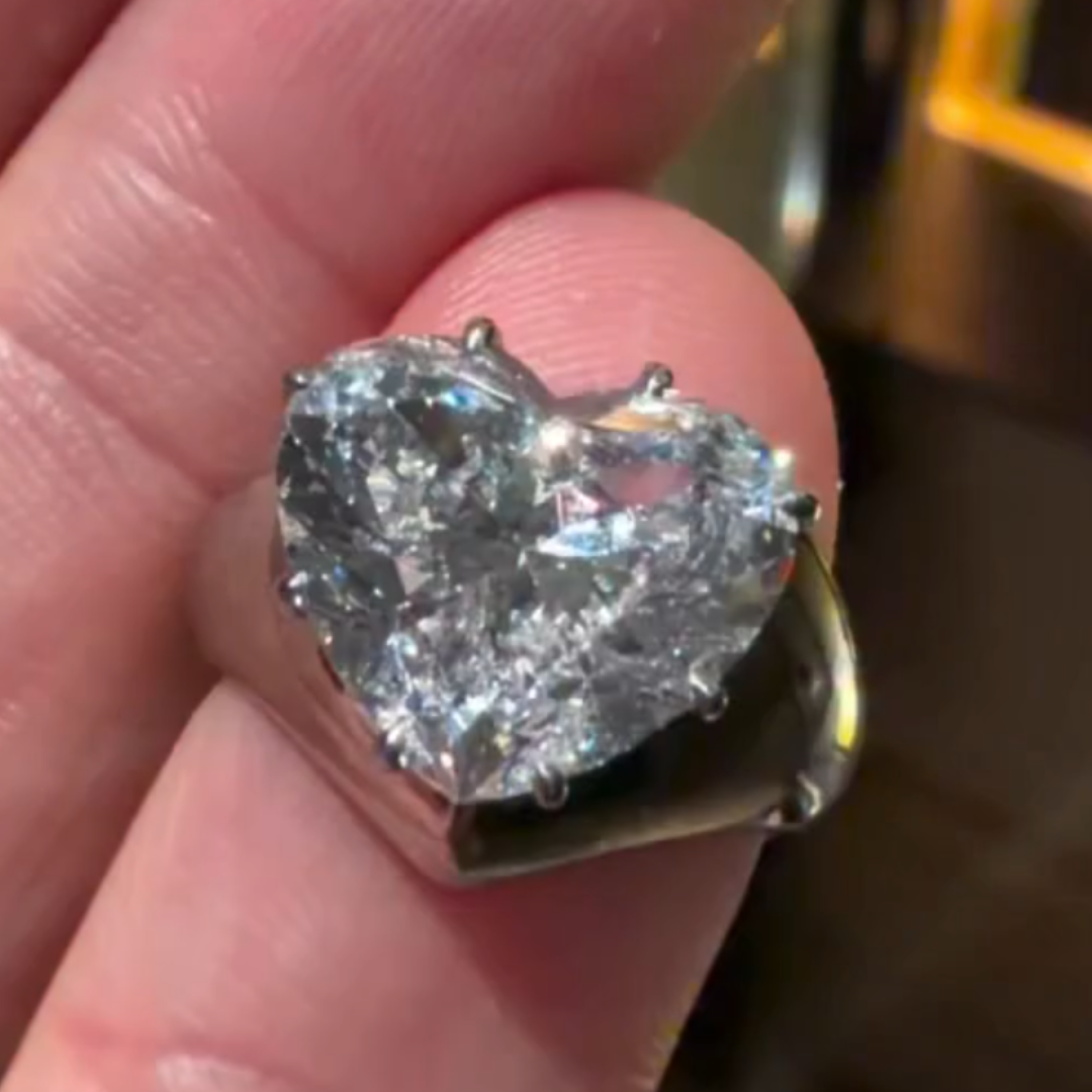 7CT Heart Cut White Stone Solitaire Ring