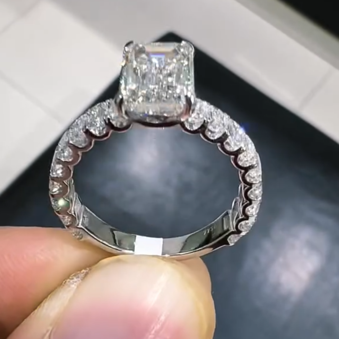 4.03ct Emerald Cut White Stone Ring
