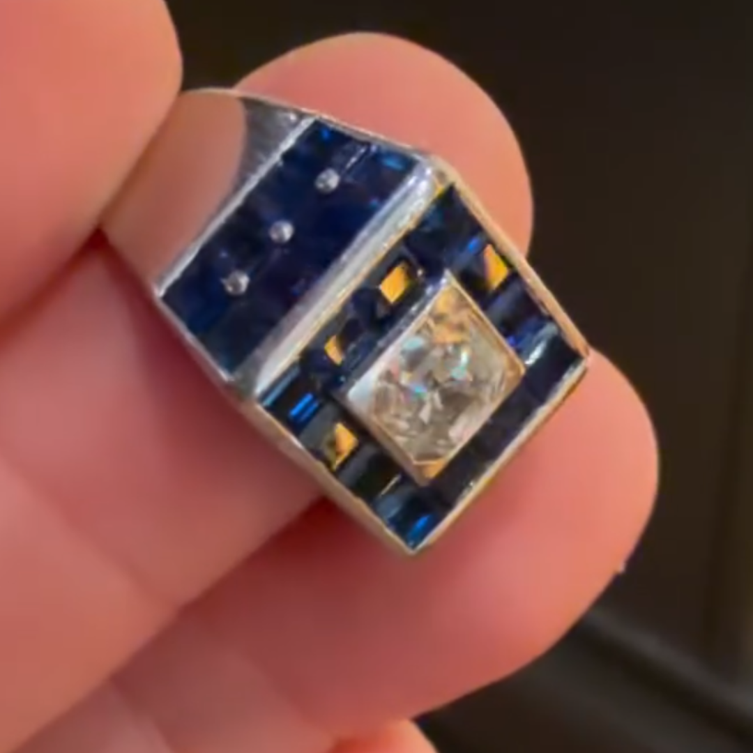 2ct Asscher Cut Double-tone Stone Men's Ring