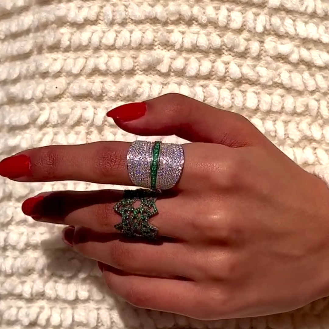 5.25ctw Pave Setting White Stone Cocktail Ring