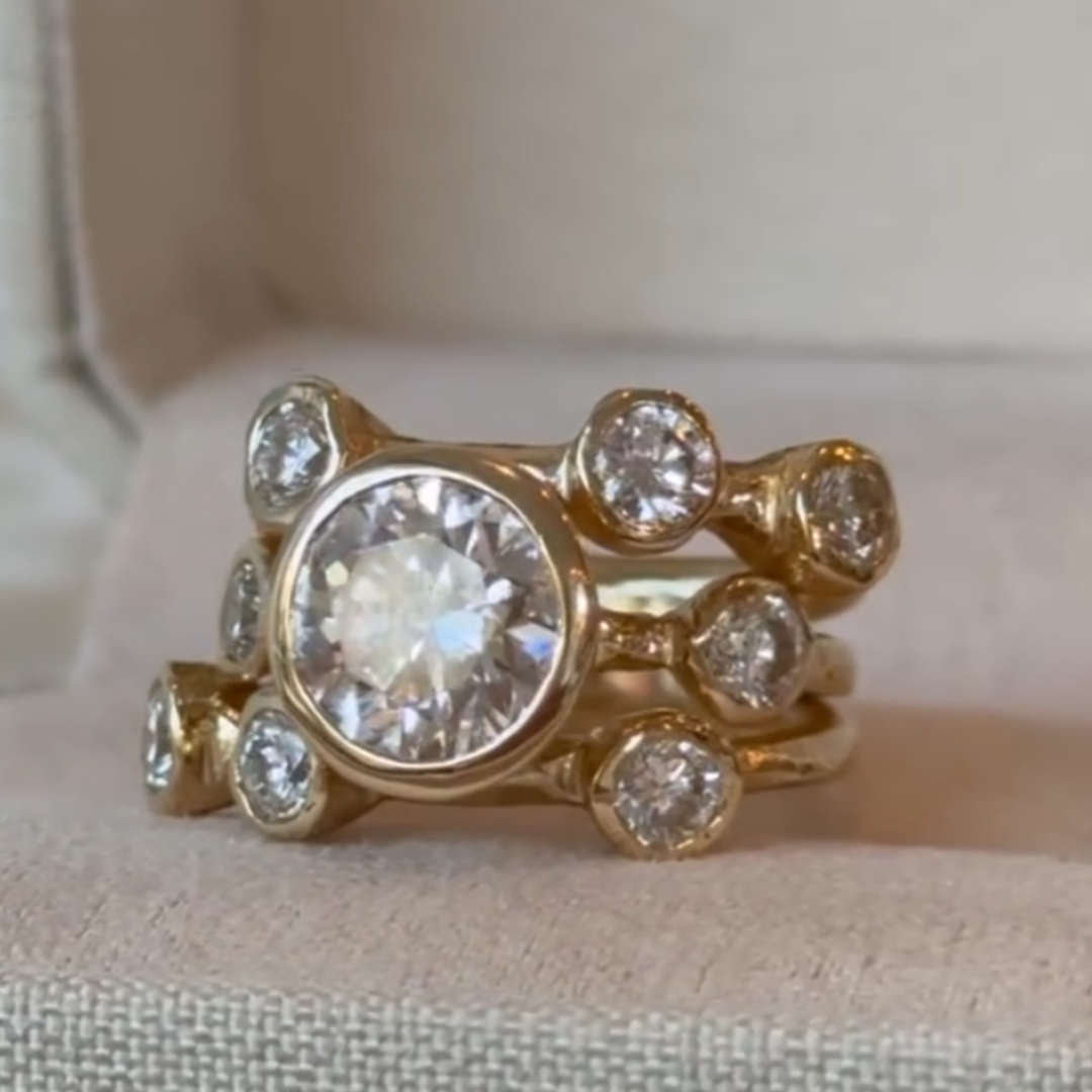 4.65ctw Vitange Design White Stone Trilogy Ring