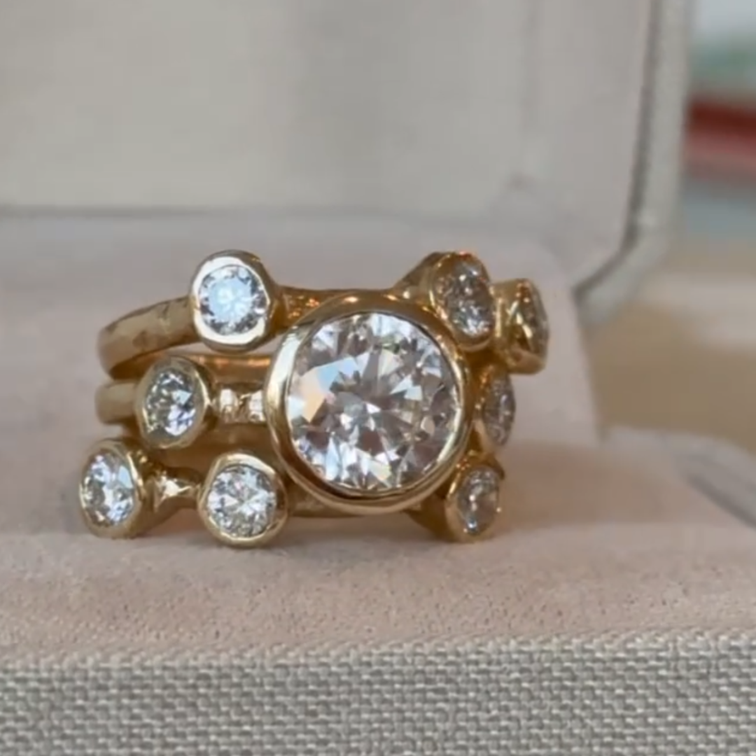 4.65ctw Vitange Design White Stone Trilogy Ring