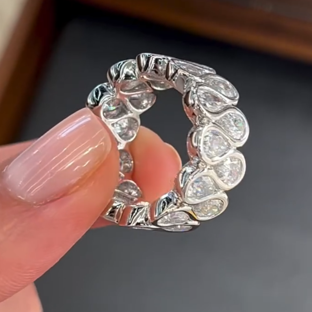 Infinity Sign Design Pear Cut White Stone Wedding Band