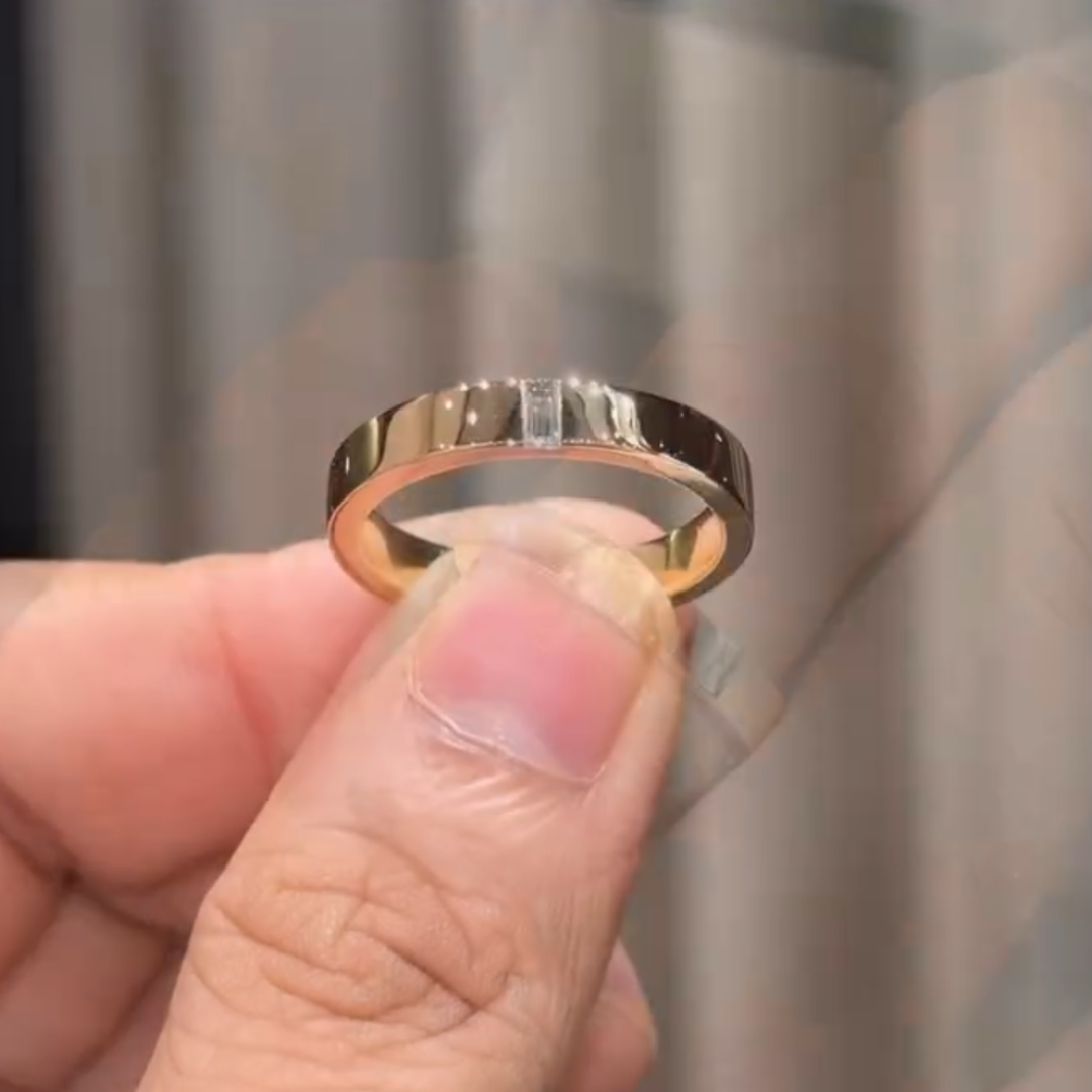 4mm 0.15ct Baguette Cut White Stone Men's Eternity Ring
