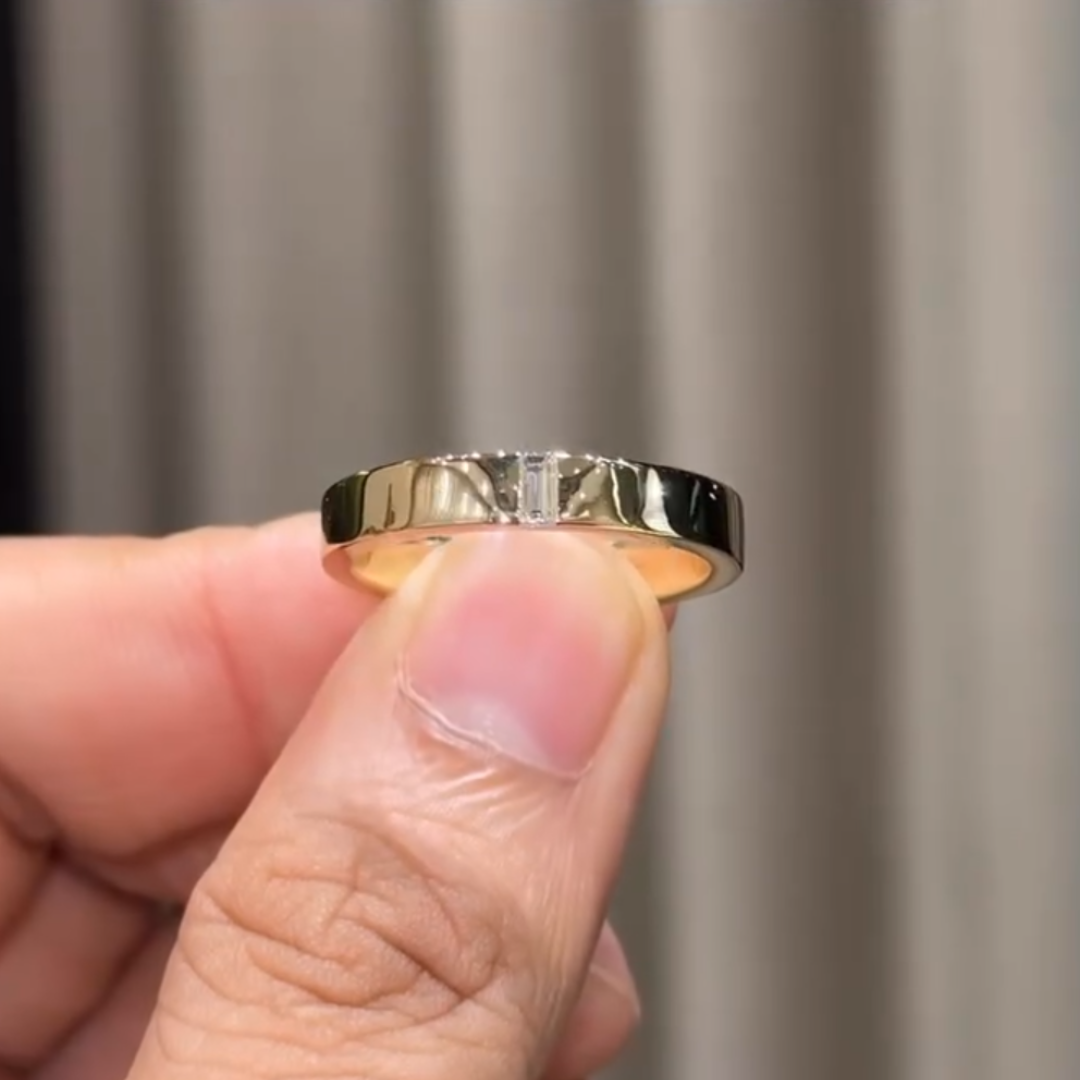4mm 0.15ct Baguette Cut White Stone Men's Eternity Ring
