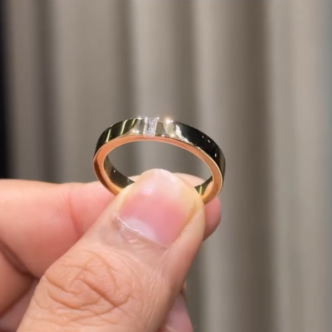 4mm 0.15ct Baguette Cut White Stone Men's Eternity Ring