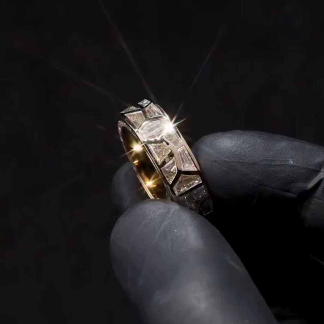 2.45ct Irregular Cut White Sapphire Band For Men