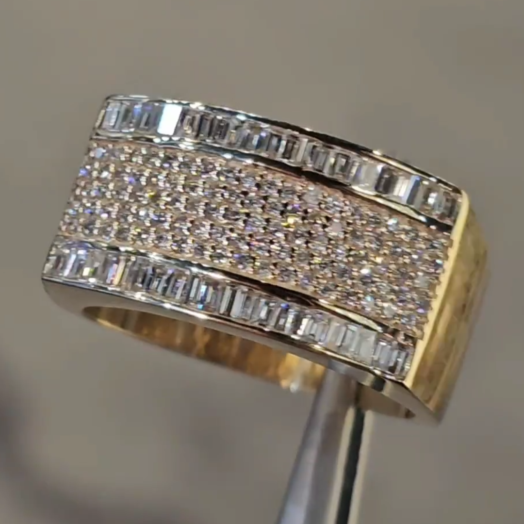 5.75ctw Round & Baguette Cut White Stone Half Eternity Ring for Men 