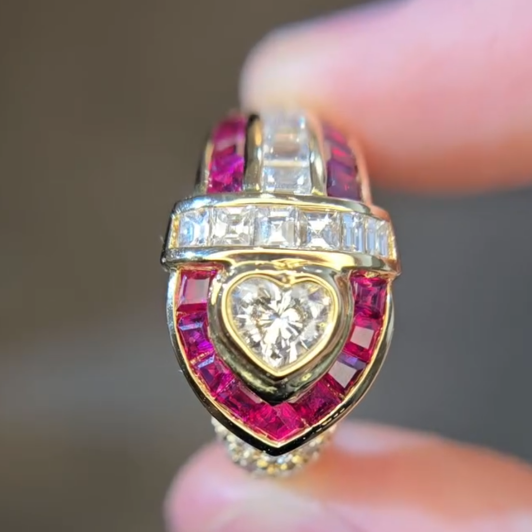 4.25ctw Vintage Love Heart Ruby Ring