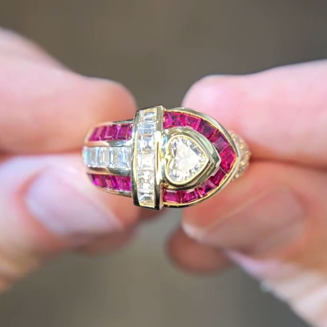 4.25ctw Vintage Love Heart Ruby Ring