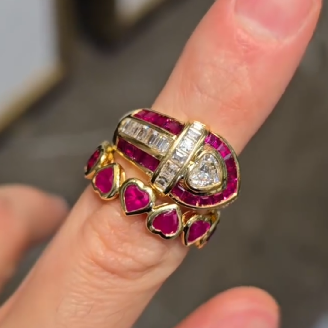 4.25ctw Vintage Love Heart Ruby Ring