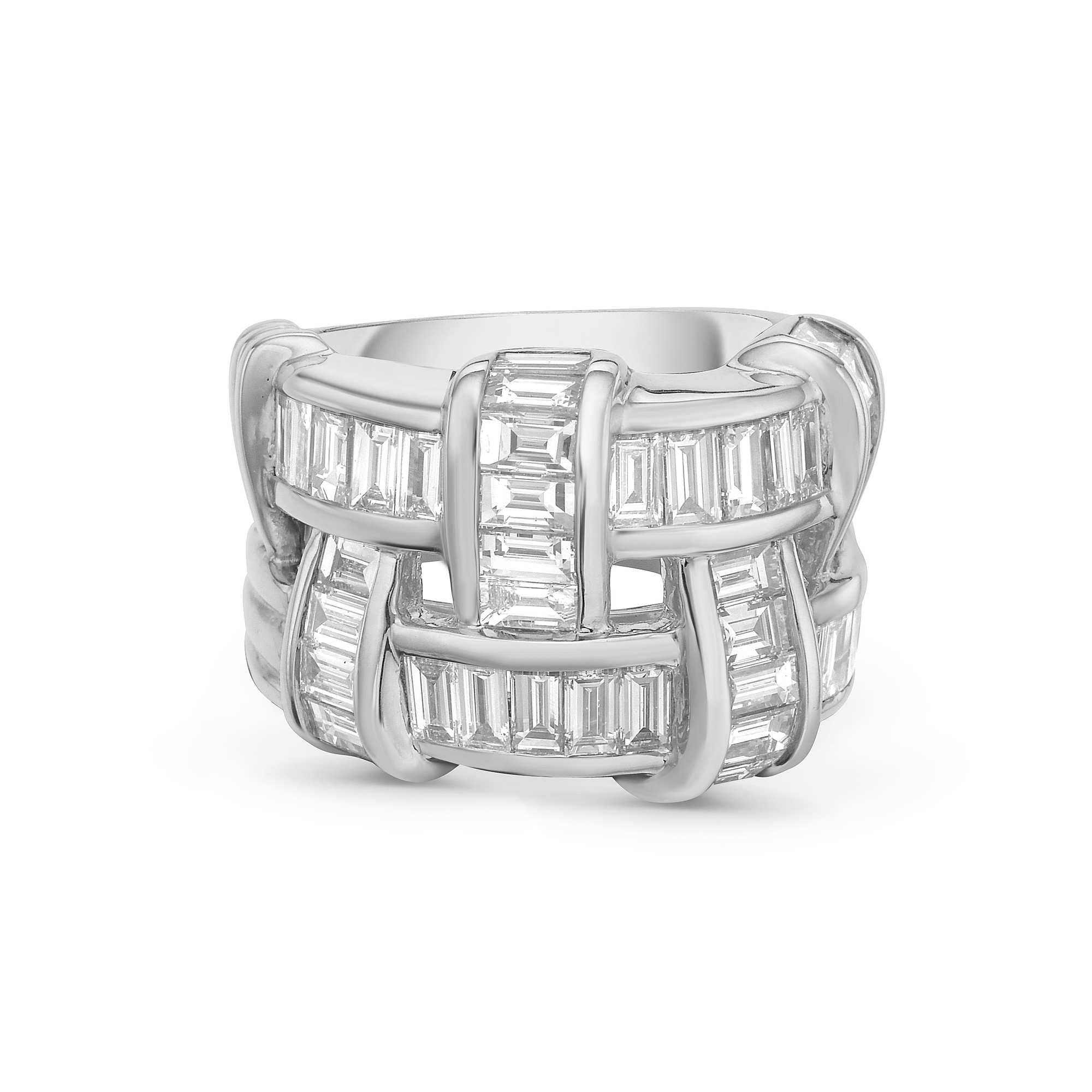 5.25ctw White Stone Basket Weave Eternity Ring