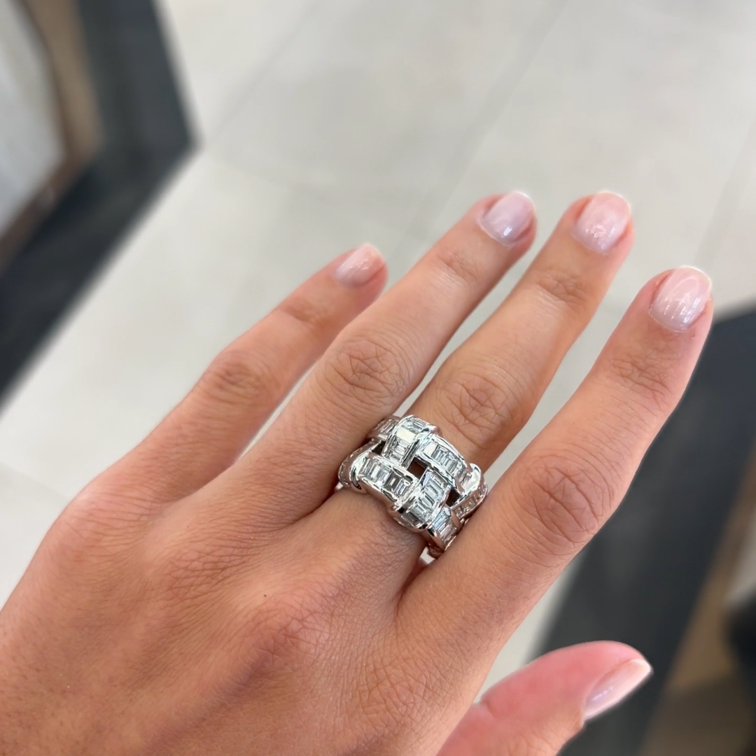 5.25ctw White Stone Basket Weave Eternity Ring