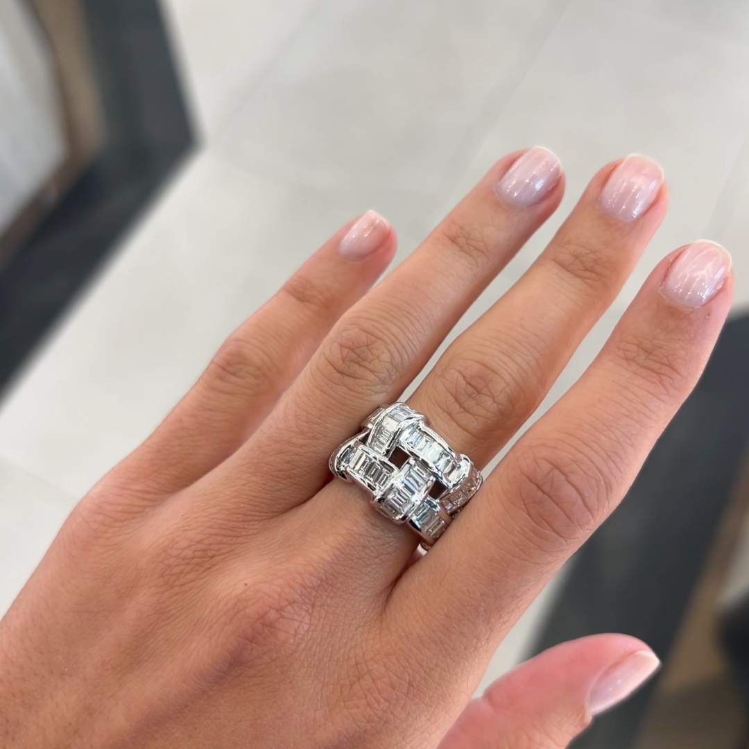 5.25ctw White Stone Basket Weave Eternity Ring
