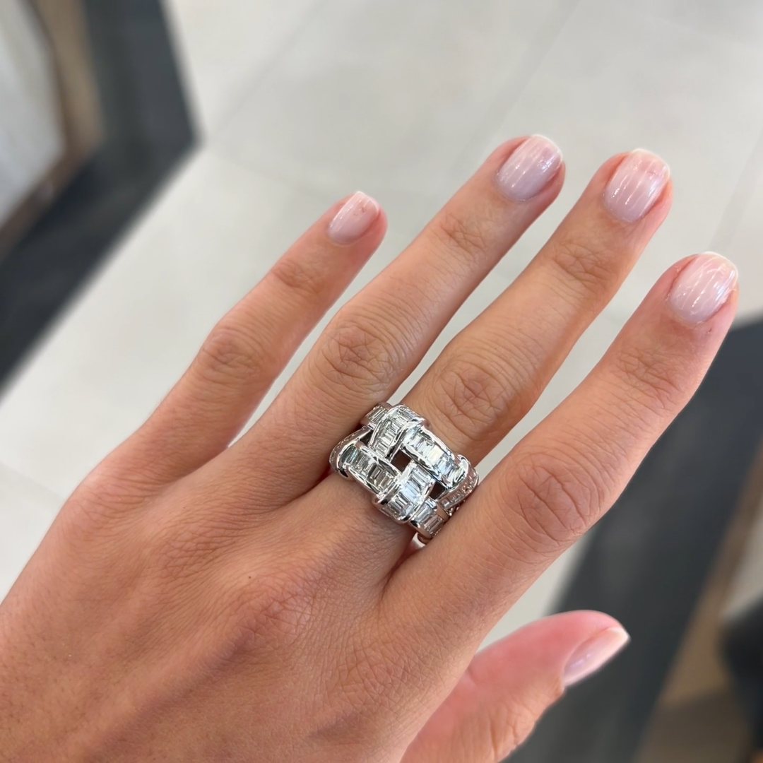 5.25ctw White Stone Basket Weave Eternity Ring