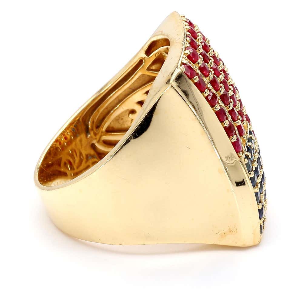 Ruby & Sapphire USA Flag Mens 4th of July Signet Ring