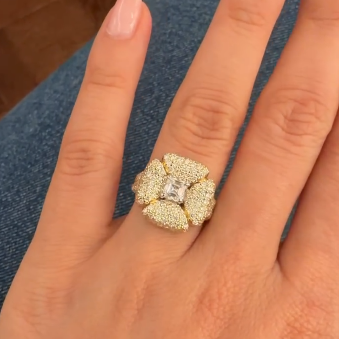 Flowe Design Pave Set 2ct Asccher Cut  Ring