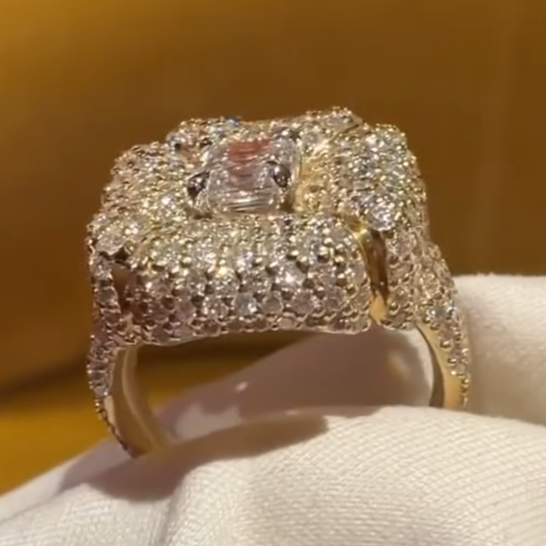 Flowe Design Pave Set 2ct Asccher Cut  Ring