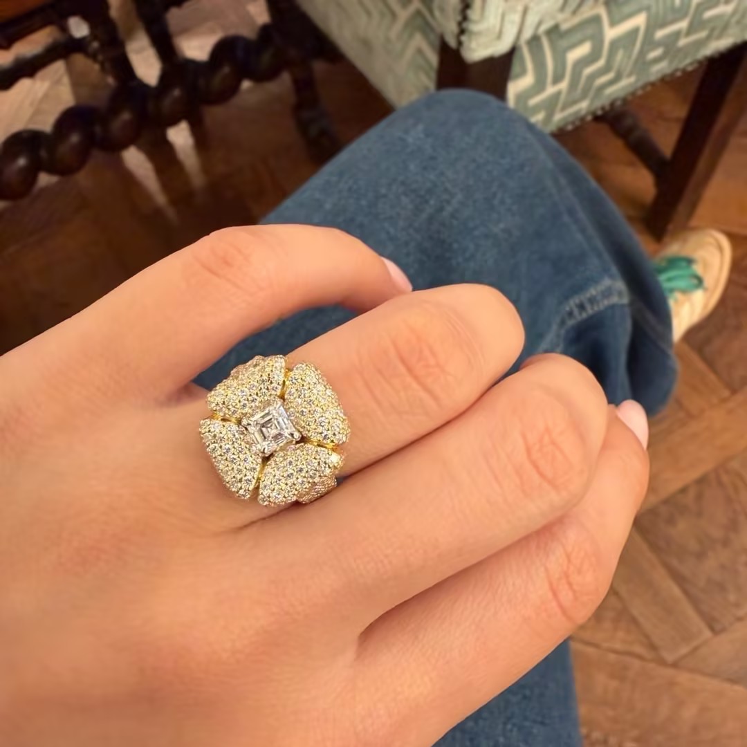 Flowe Design Pave Set 2ct Asccher Cut  Ring