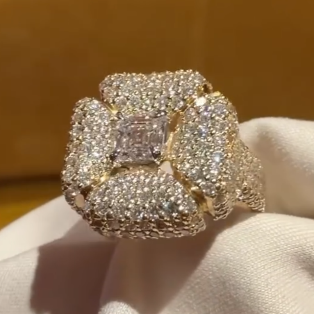 Flowe Design Pave Set 2ct Asccher Cut  Ring
