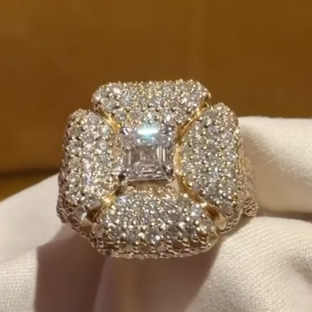 Flowe Design Pave Set 2ct Asccher Cut  Ring