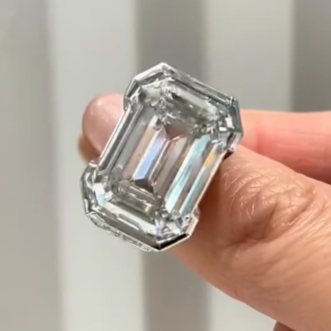 10ct Emerald Cut White Stone Ring for Men