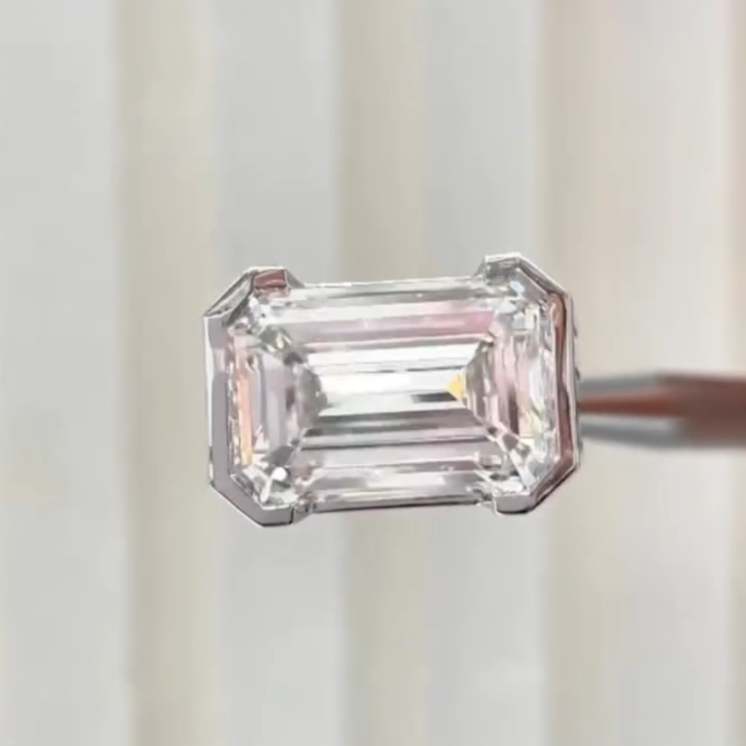 10ct Emerald Cut White Stone Ring for Men