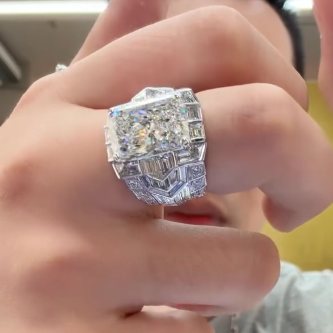Stunning 10ct Radiant Cut White Stone Ring  for Men