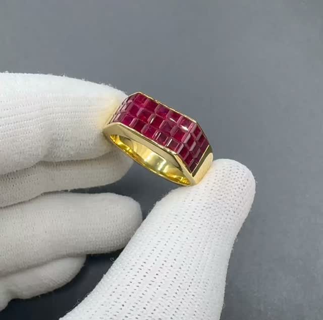 Invisible Setting Princess Cut Ruby Red Eternity Ring