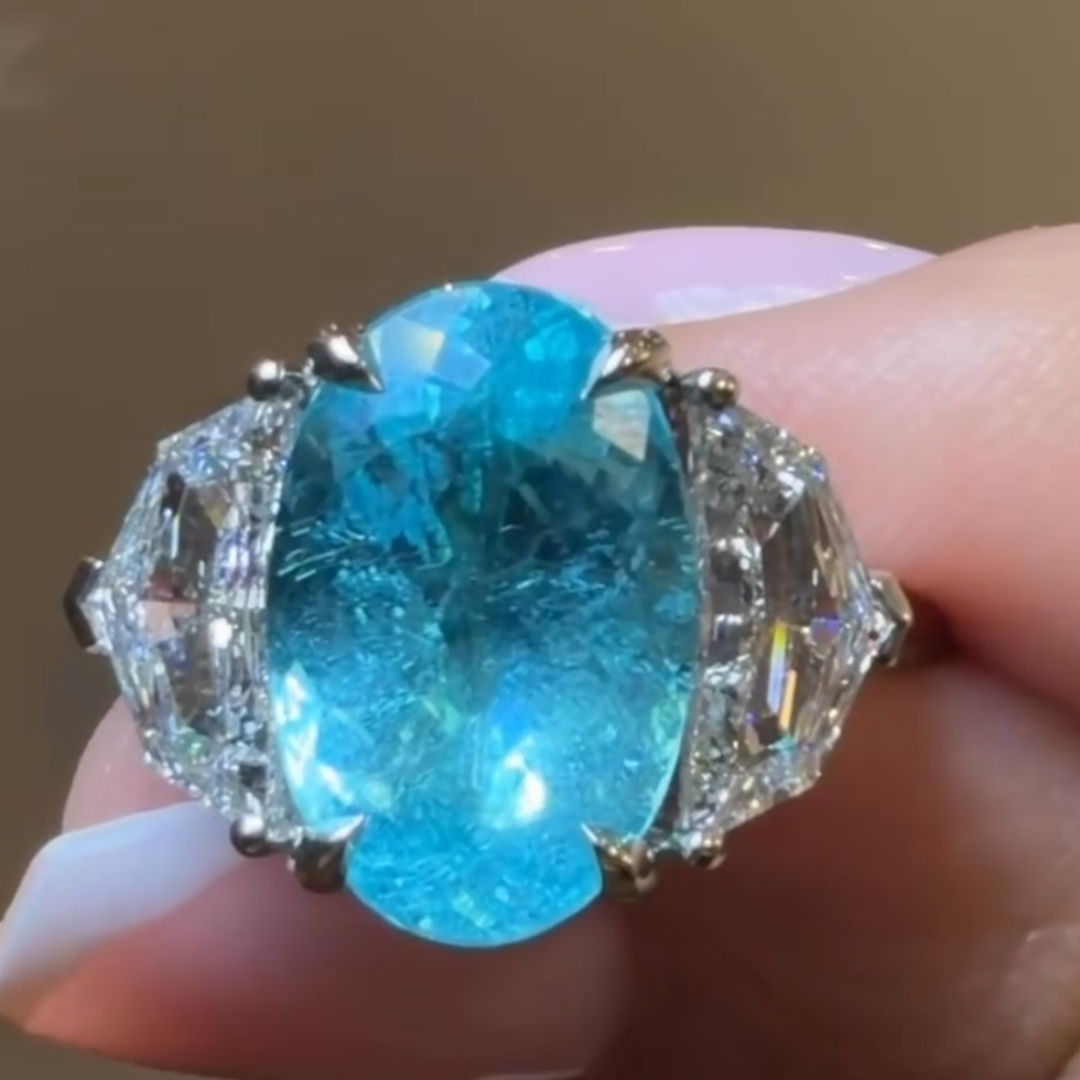 5ct Three-stone Design Paraíba Tourmaline Ring