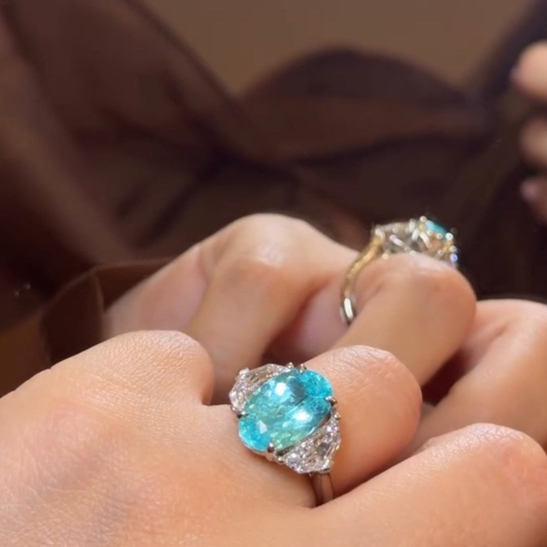 5ct Three-stone Design Paraíba Tourmaline Ring