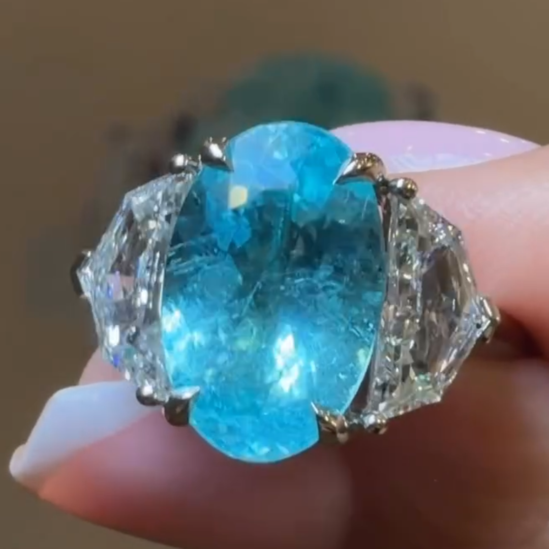 5ct Three-stone Design Paraíba Tourmaline Ring