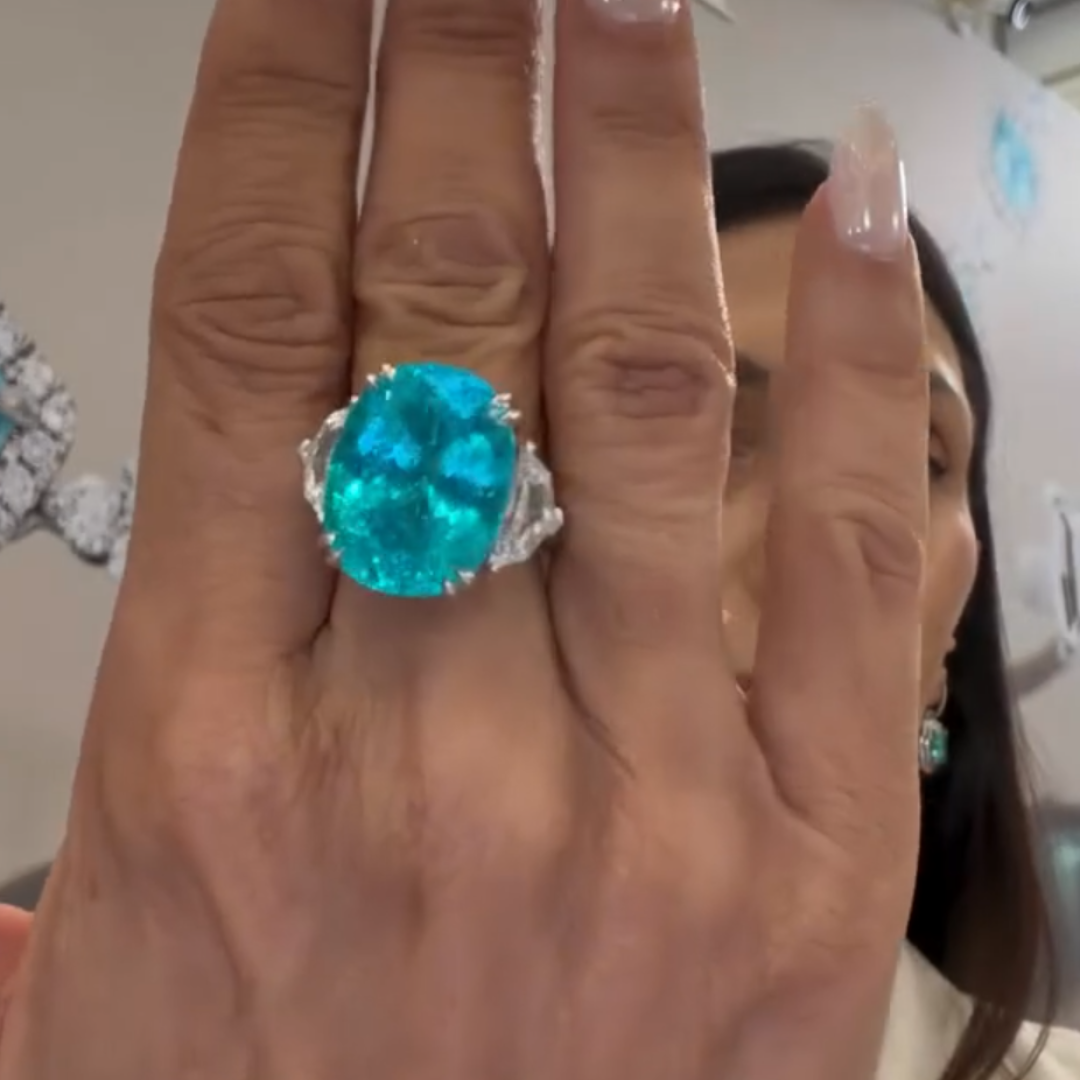 5ct Three-stone Design Paraíba Tourmaline Ring