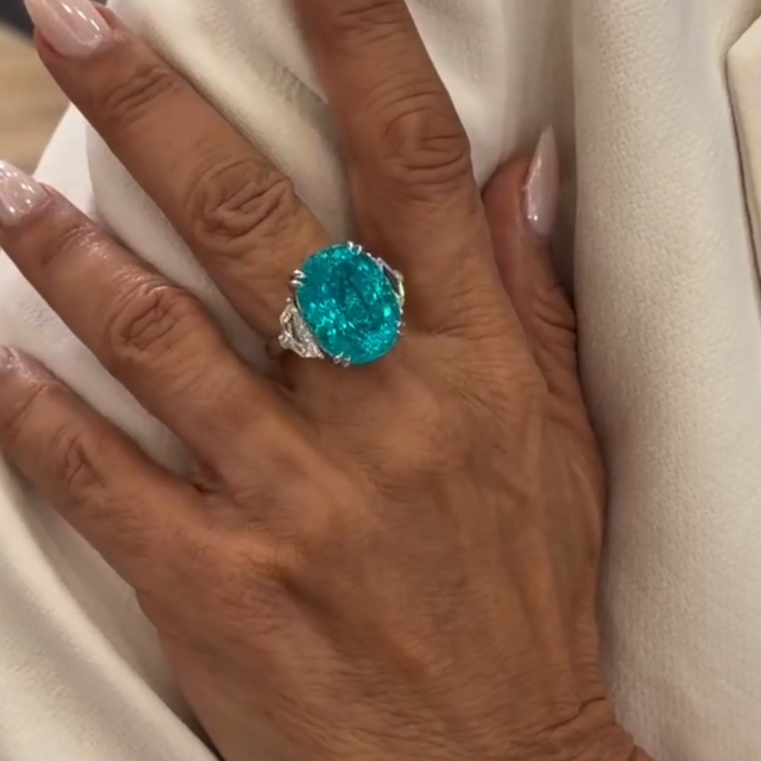 5ct Three-stone Design Paraíba Tourmaline Ring