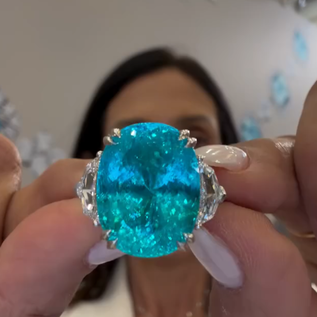 5ct Three-stone Design Paraíba Tourmaline Ring