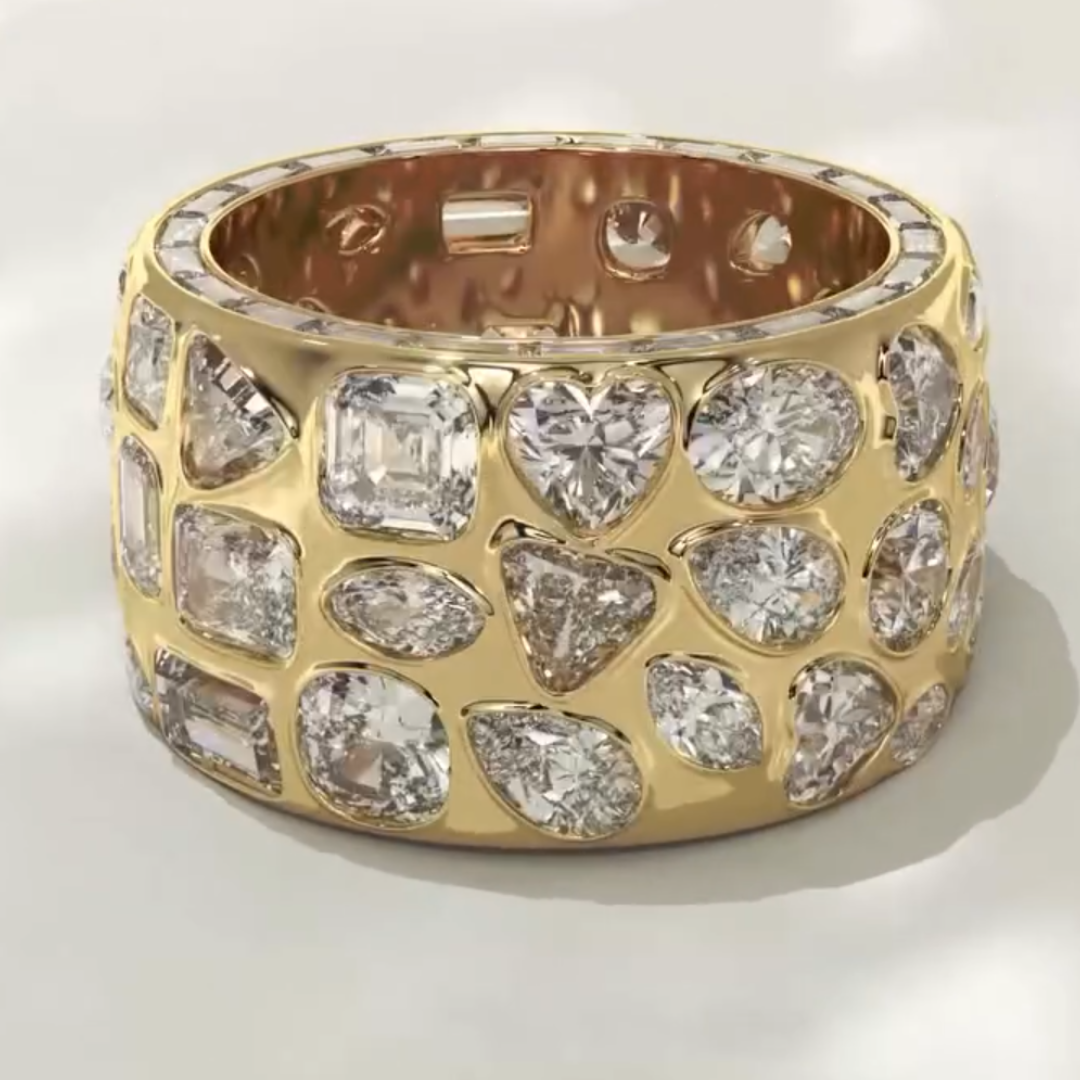Bezel Setting Multi-cut Stone Cigar Band