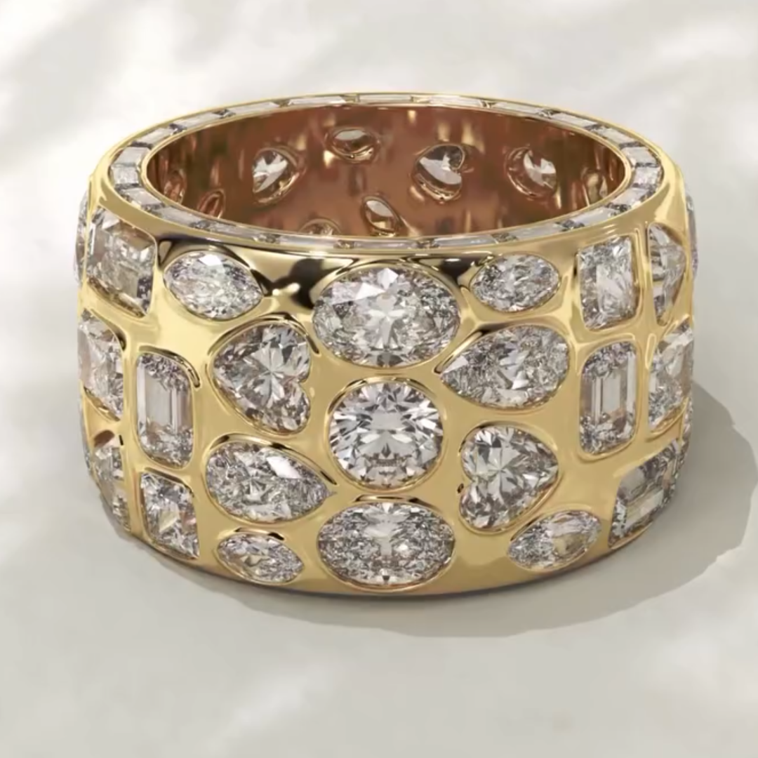 Bezel Setting Multi-cut Stone Cigar Band