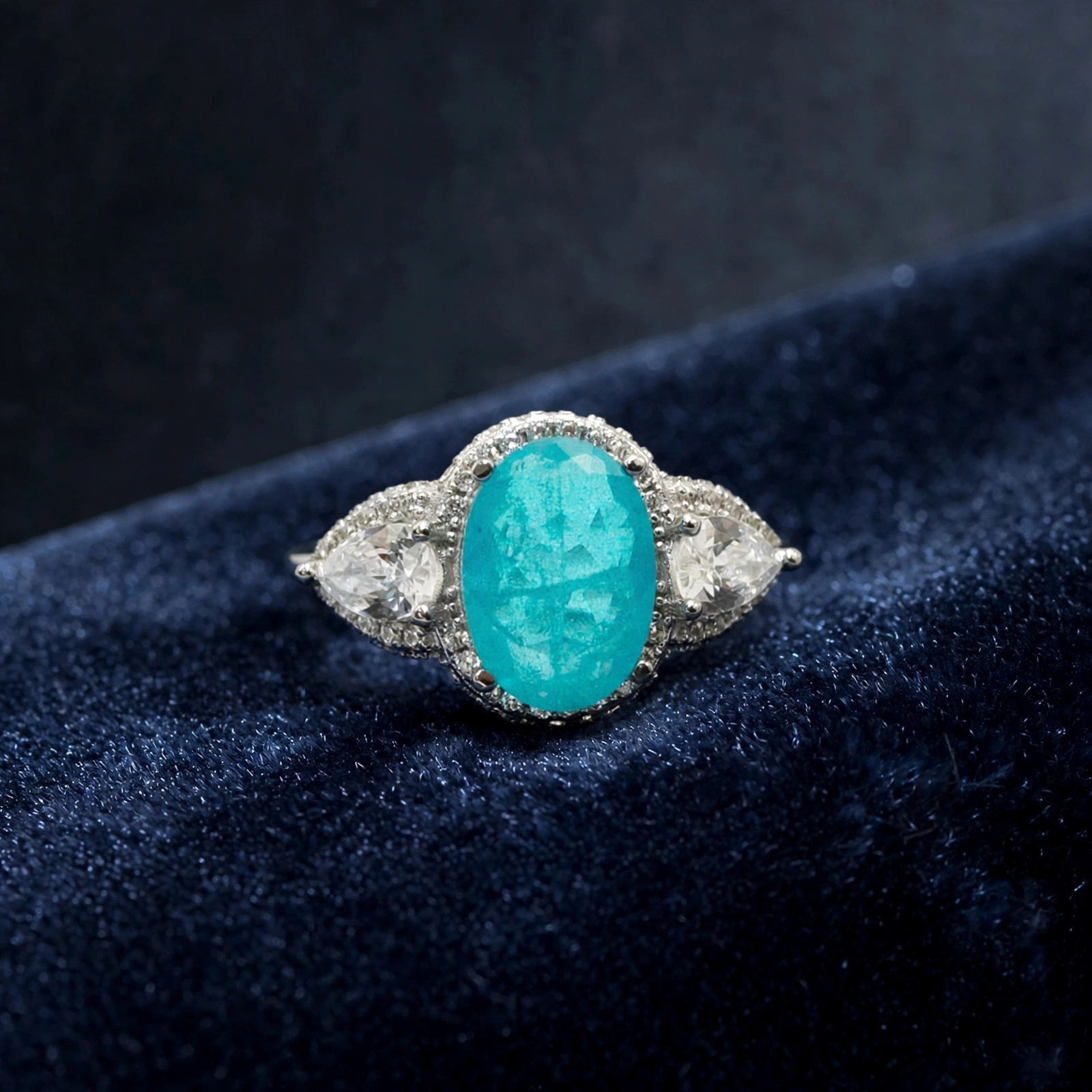 3ct Three-stone Paraiba  Ring