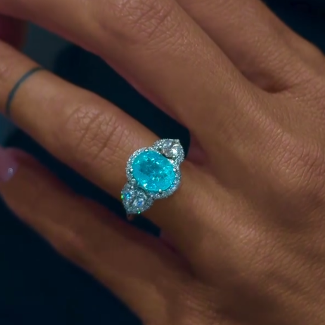 3ct Three-stone Paraiba  Ring