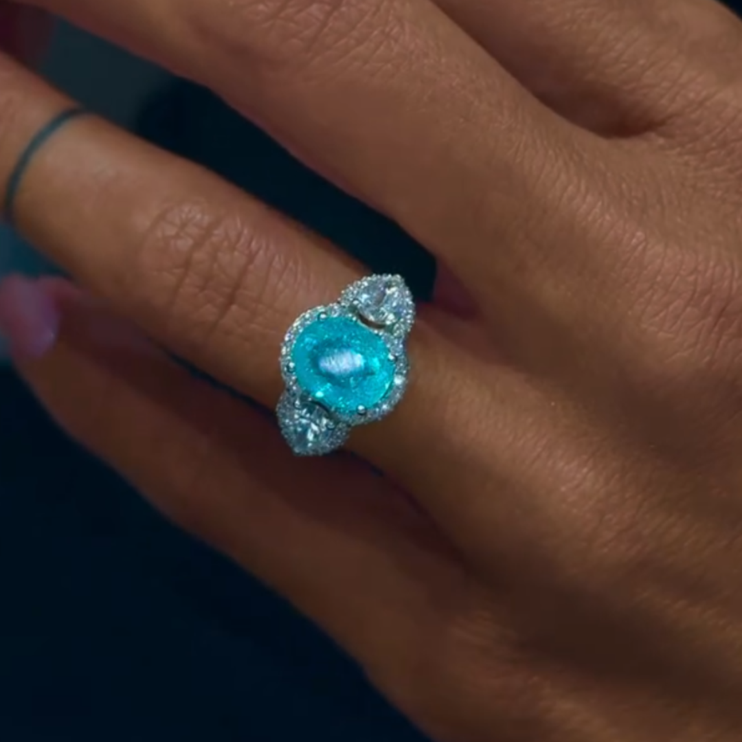 3ct Three-stone Paraiba  Ring
