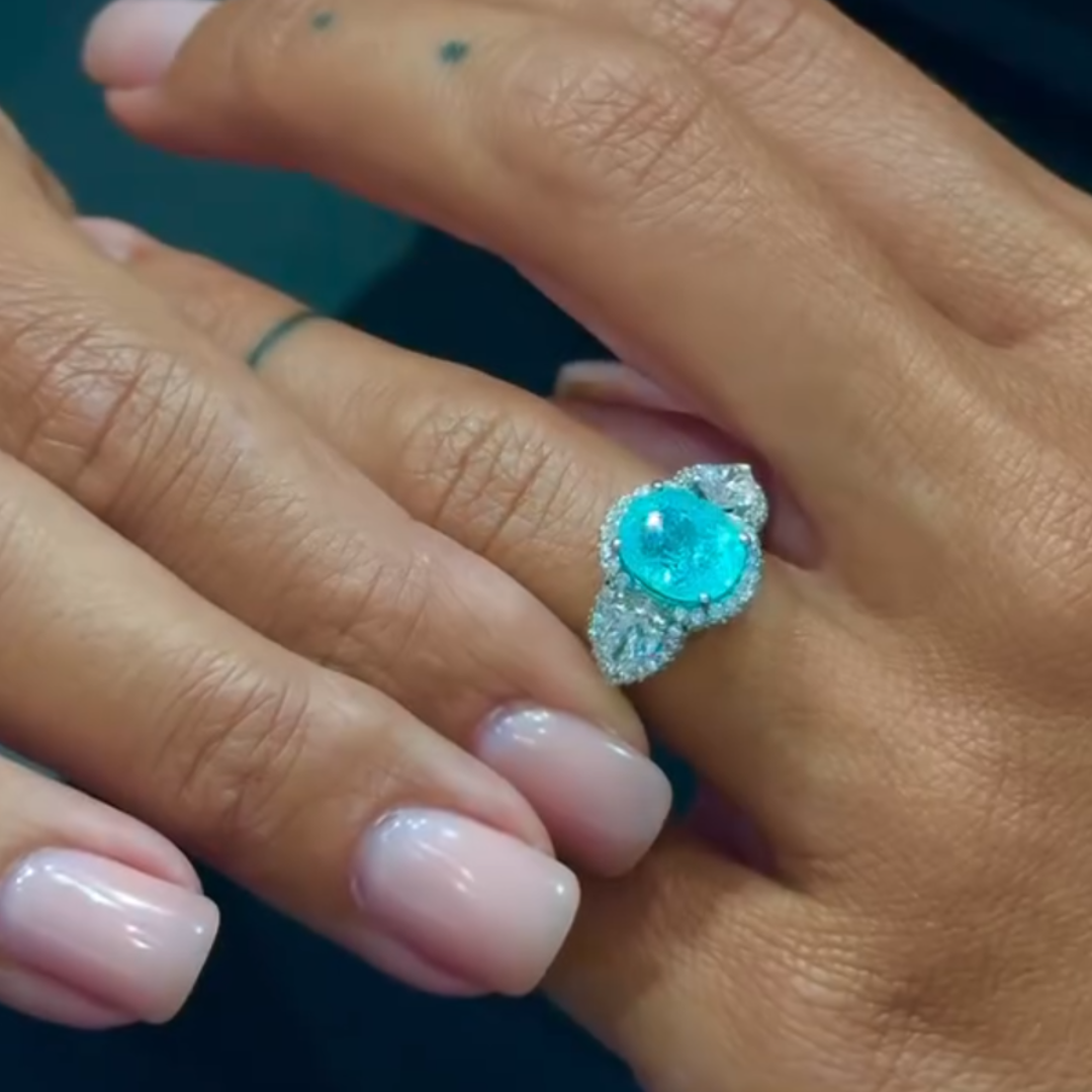 3ct Three-stone Paraiba  Ring
