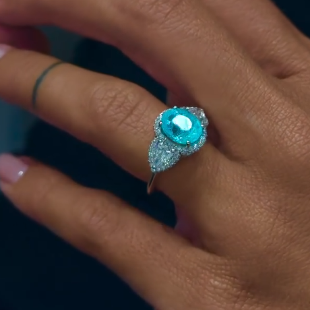 3ct Three-stone Paraiba  Ring