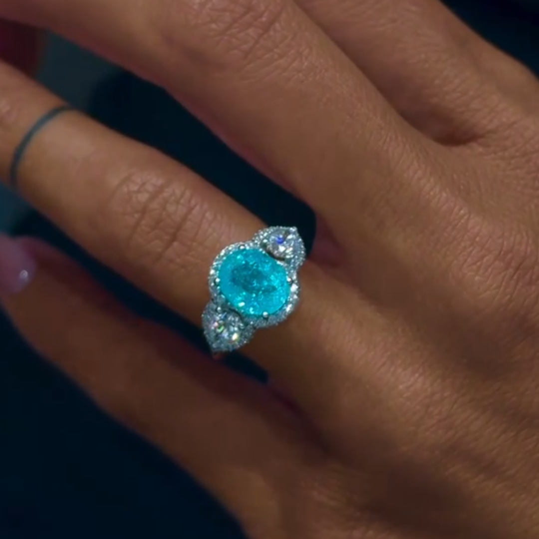 3ct Three-stone Paraiba  Ring