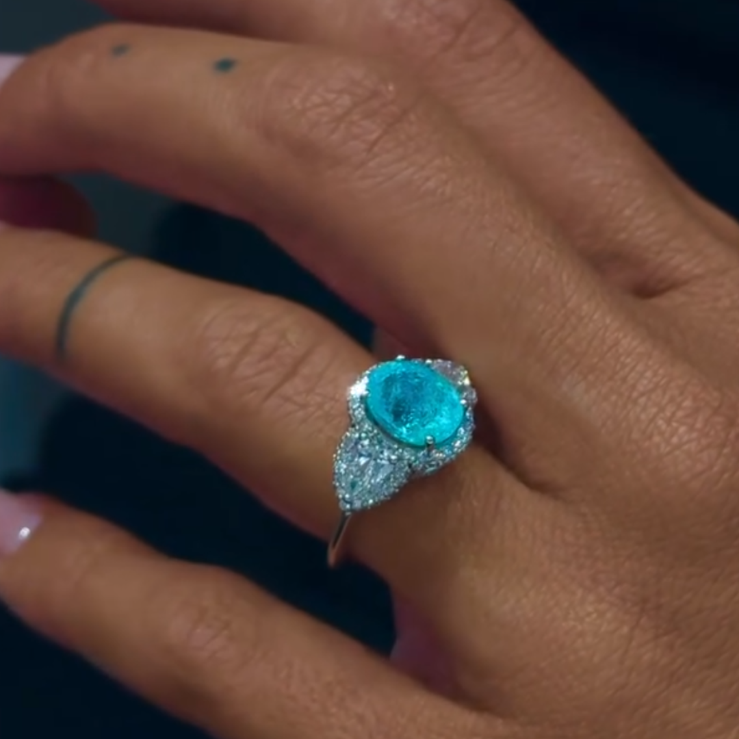 3ct Three-stone Paraiba  Ring