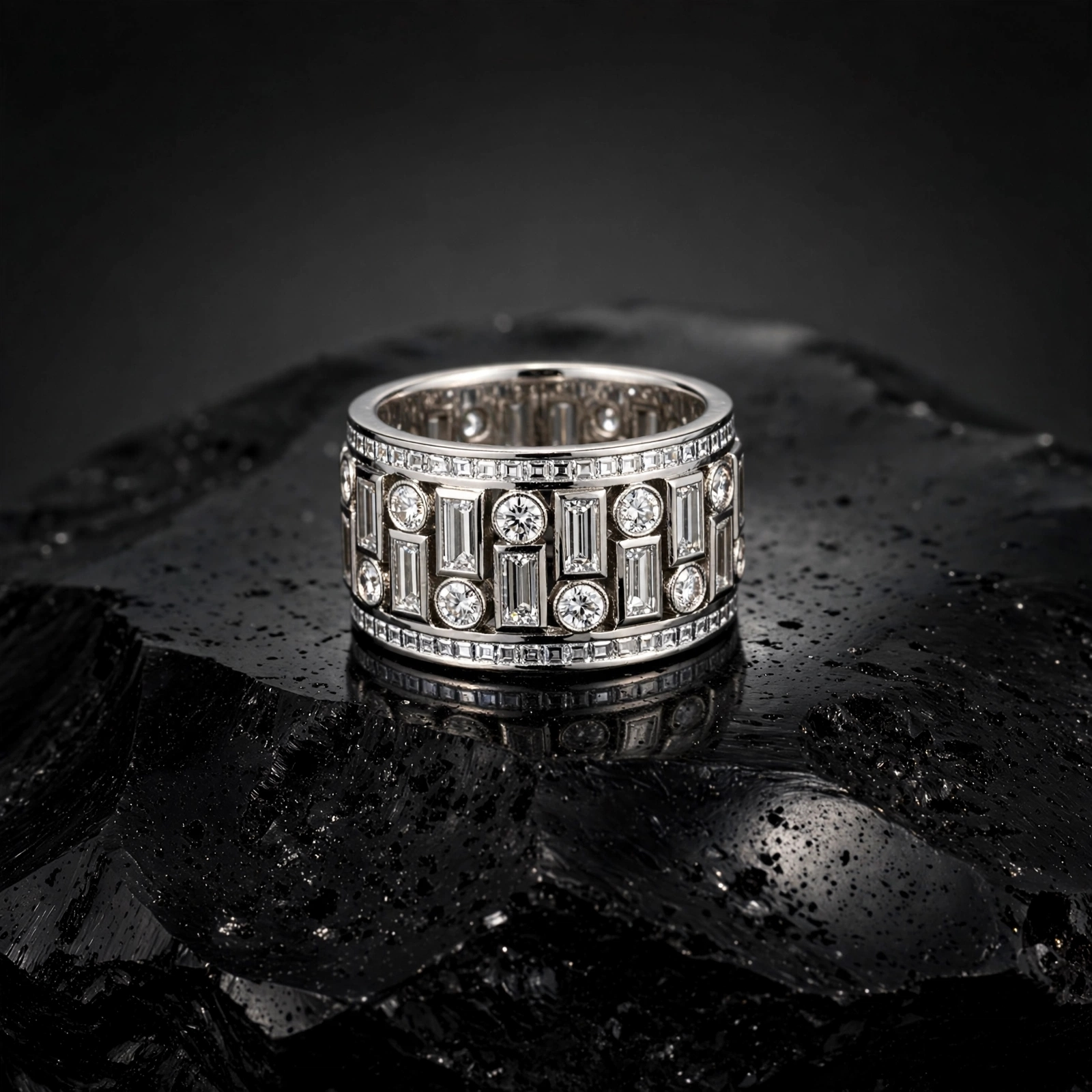 4.7ctw White Stone Art Deco Eternity Band