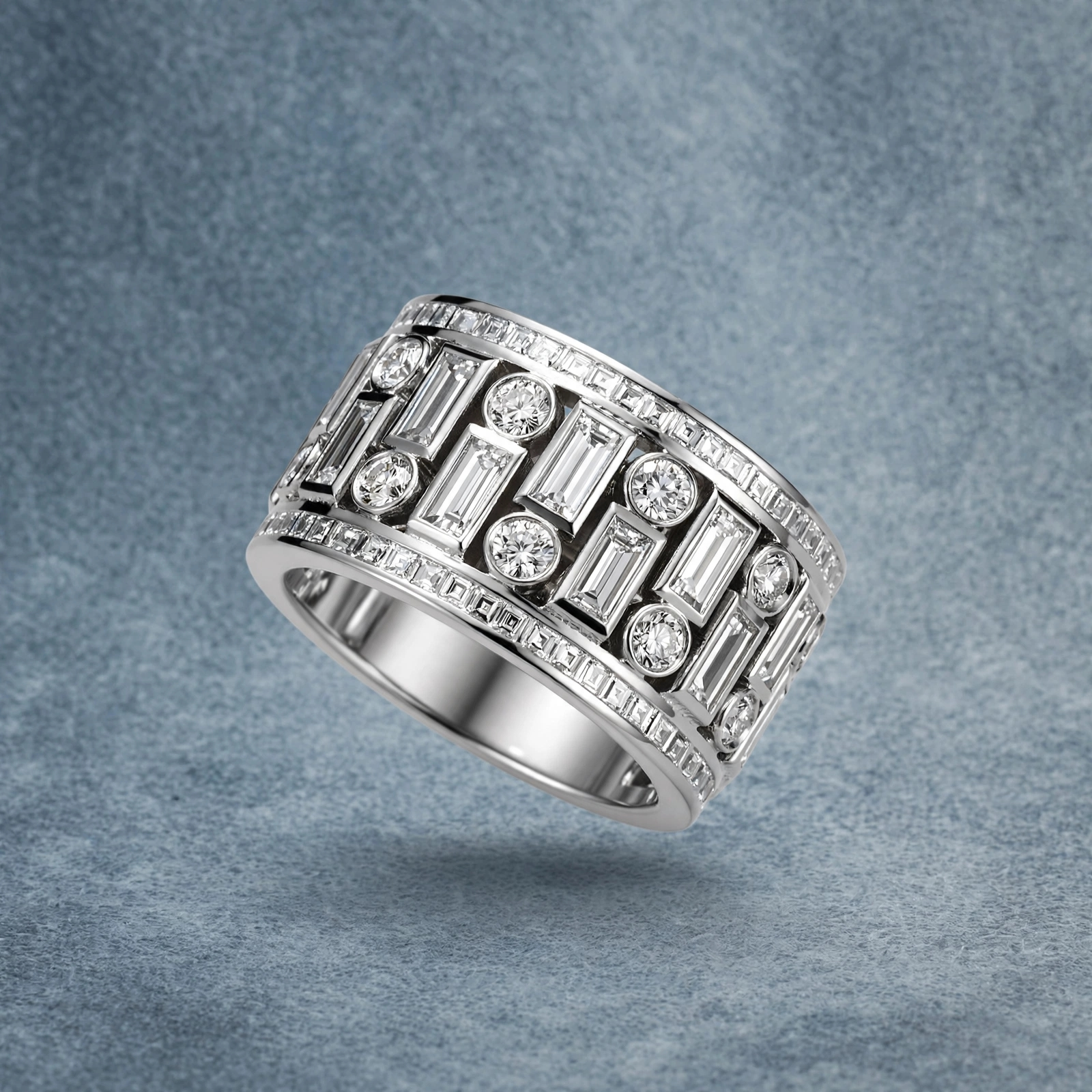 4.7ctw White Stone Art Deco Eternity Band
