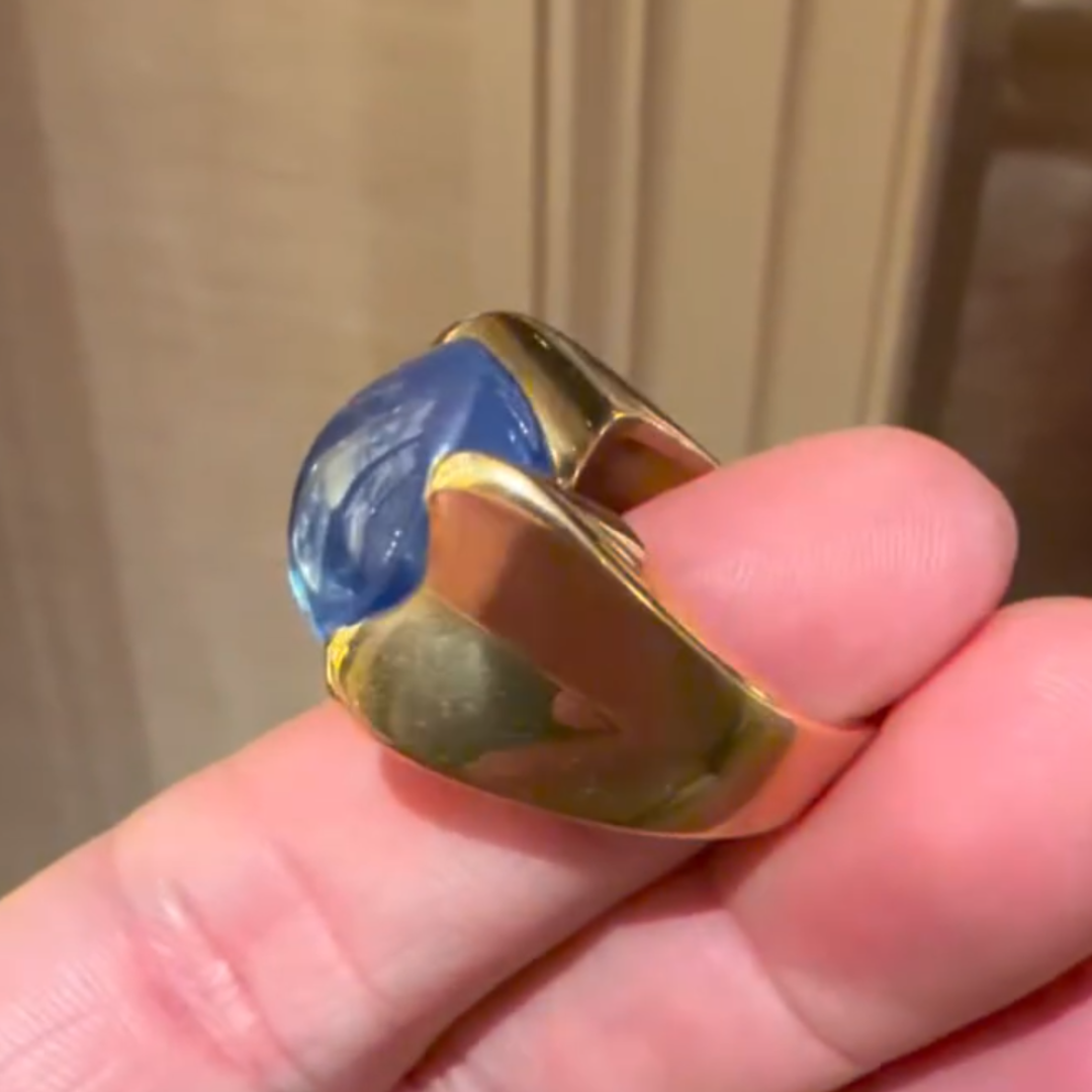  5ct Cabochon Blue Stone Solitaire Ring